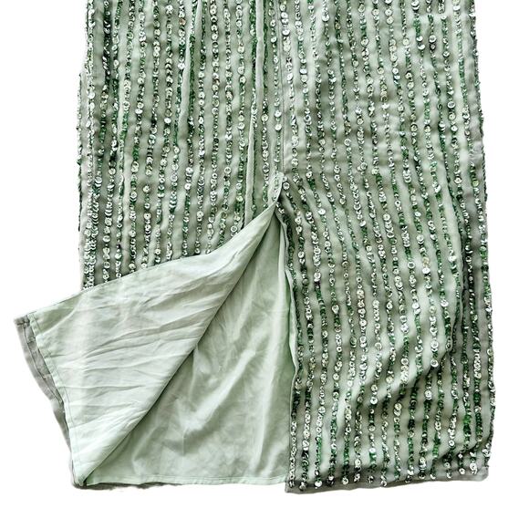 Mac Duggal Sage Green Full Bead Sequin Midi Dress Size 6 NEW #93606 Wedding Prom - Picture 9 of 13